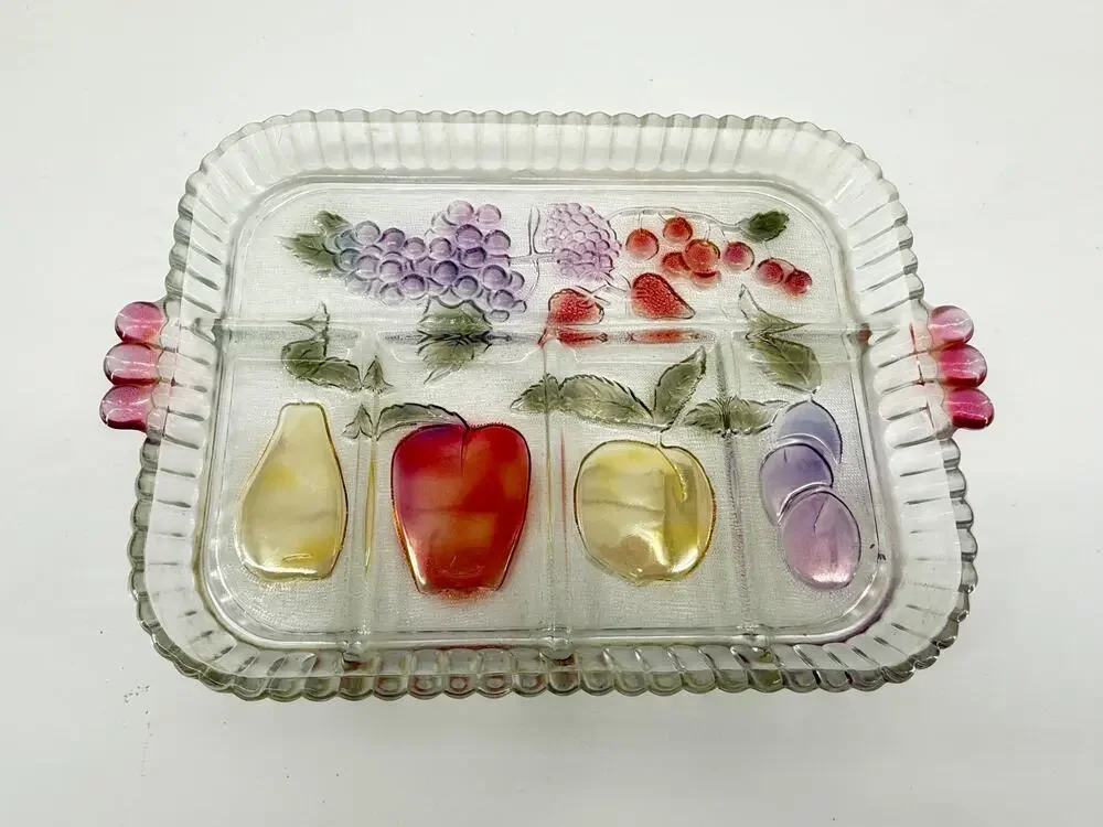 Retro Stained Glass Look Fruit Serving Tray Groovy Kitchen Decor 8x10